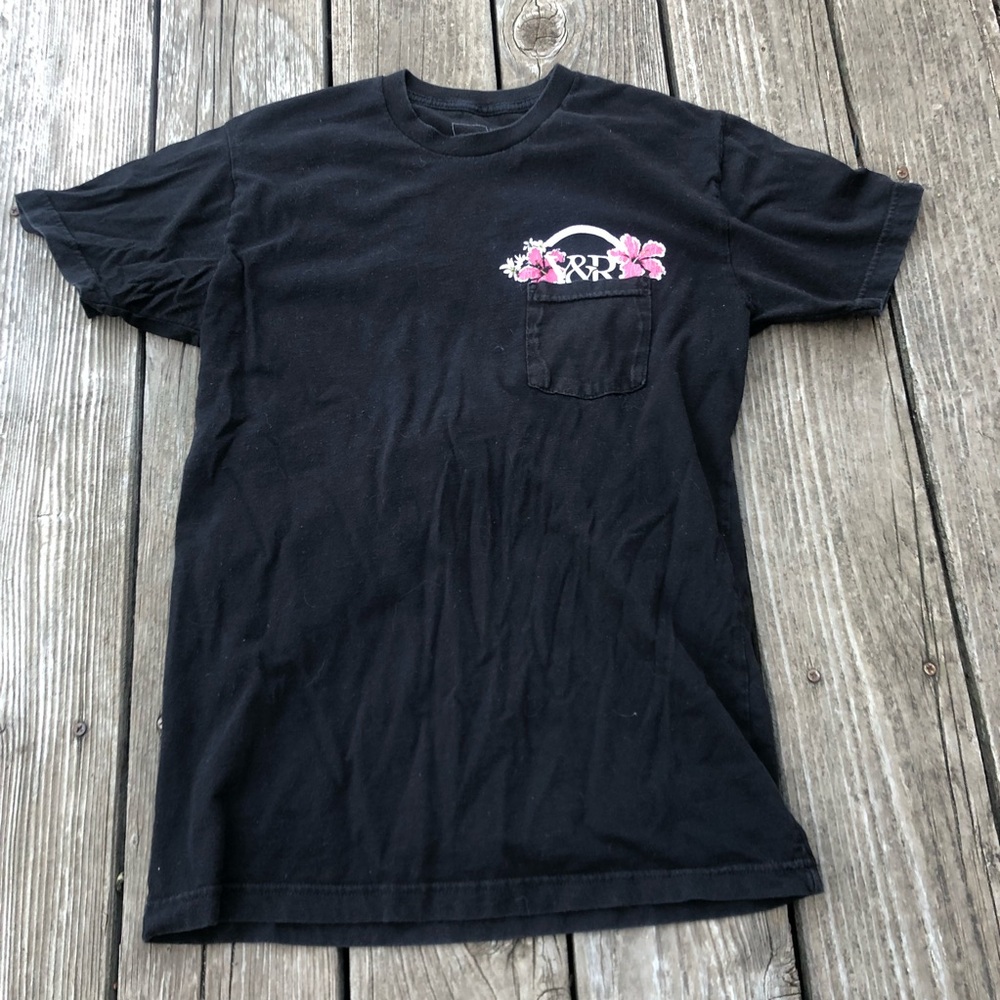 Young & Restless black pocket t-shirt with floral detail